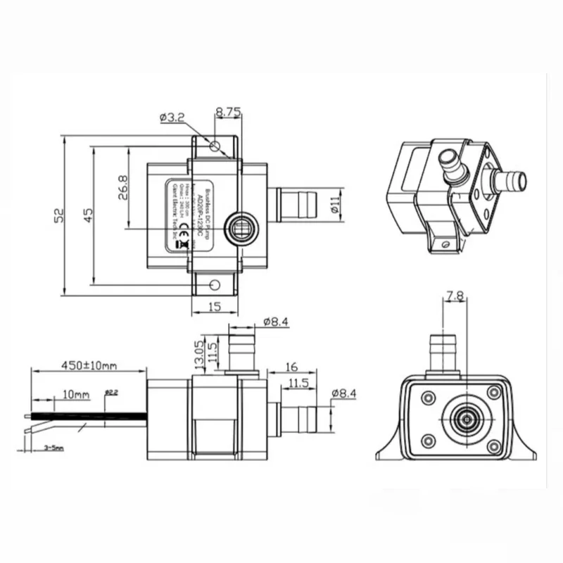 Bomba silenciosa para tanque de peixes, 4.8w, 5w, 3.6w, 240l/h, dc 12v, 24v, motor solar sem escova, piscina, circulação submersível, bomba de água, jardim