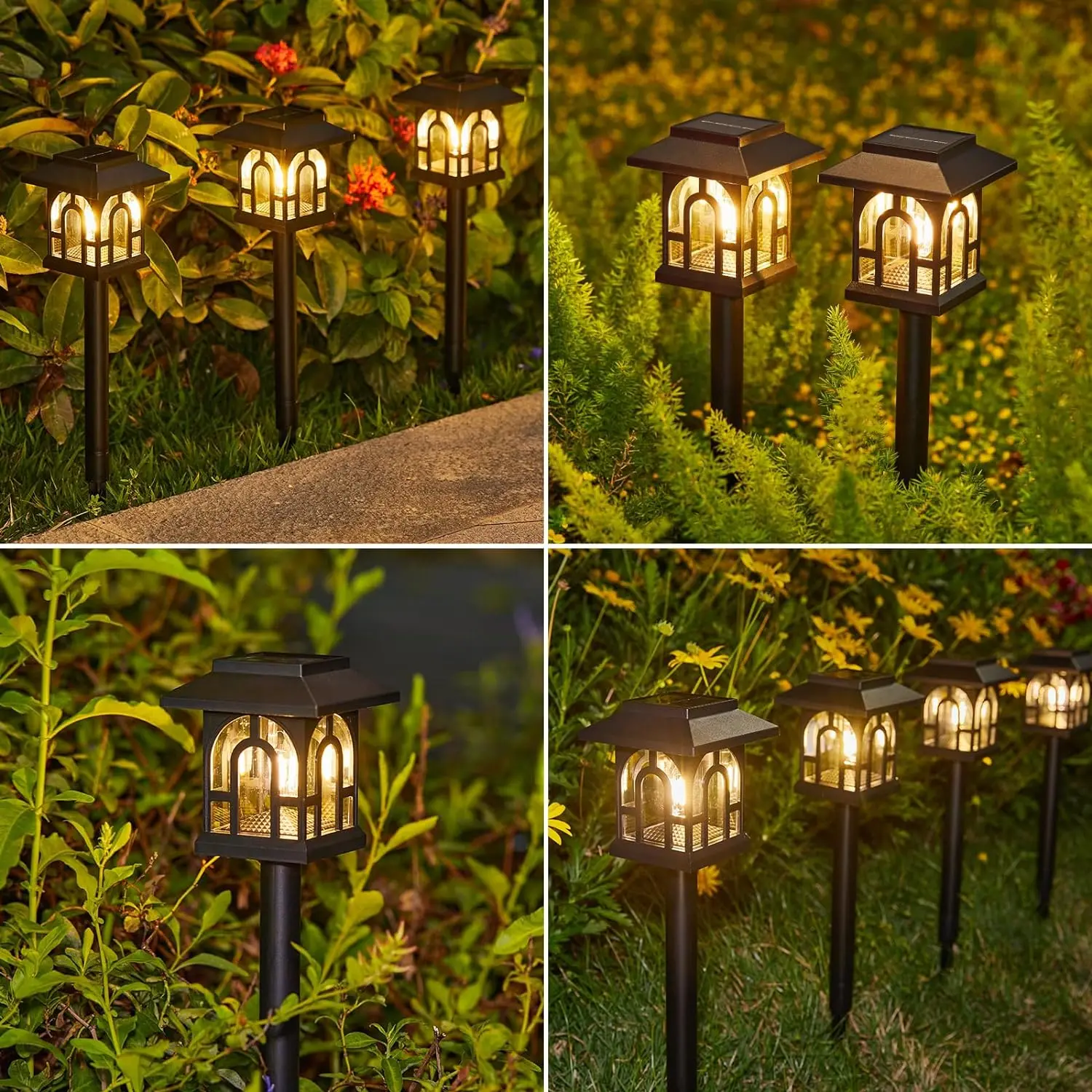 Paquete de luces solares para camino al aire libre, luces solares para camino de paisaje, Patio, encendido/apagado automático, Patio exterior, pasarela para césped, 6/10 unidades