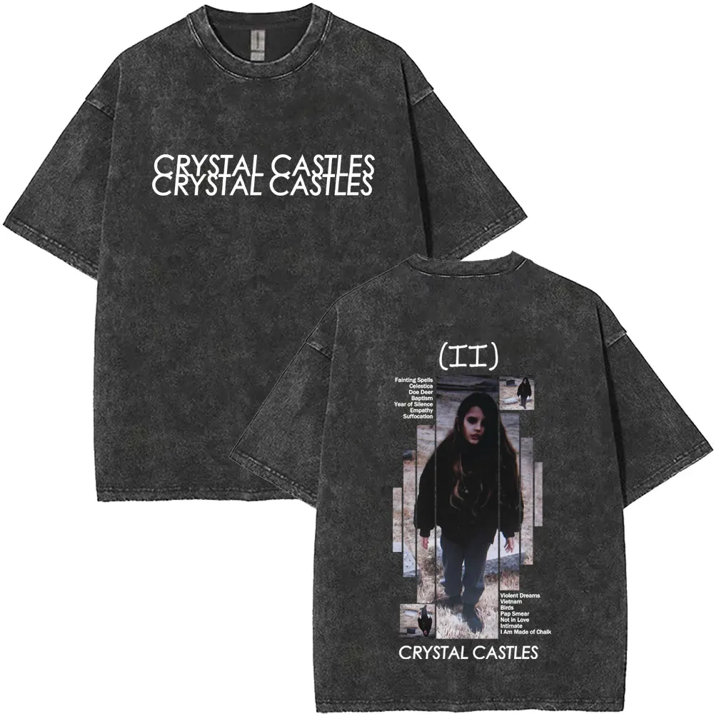 Washed Vintage Crystal Castles Band III Album Graphic T Shirt Men Women Retro Gothic Rock T-shirt Male Casual Oversized T-shirts