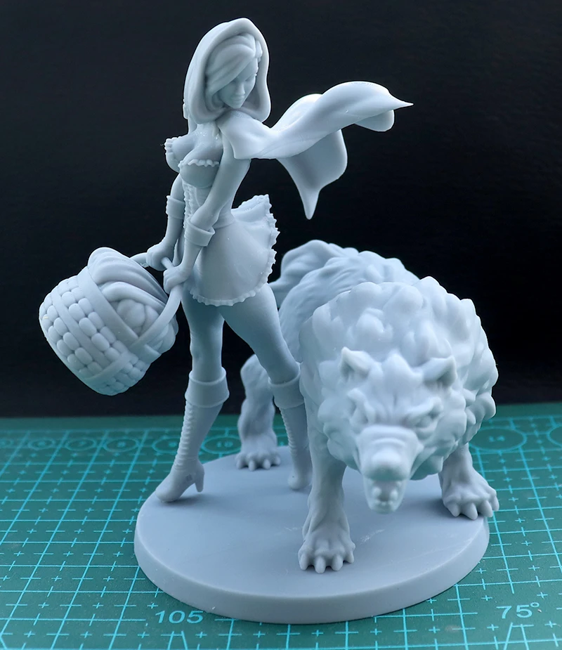 1/24 75mm 1/18 100mm Resin Model Kits Girl and  Wolf Figure Unpainted No Color RW-226