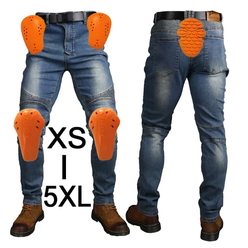 Pantalones de motociclista, pantalones de ciclismo, pantalones vaqueros de carreras con 5 equipos de protección anticaída, pantalones de Motocross para Moto, armadura de nivel CE 1/2