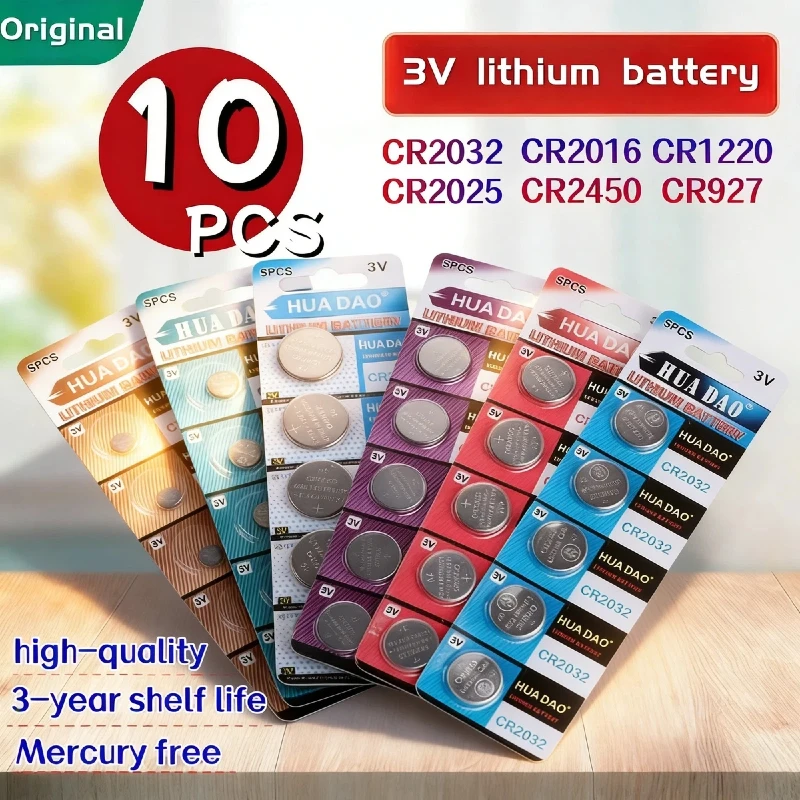 

10PCS CR2032 CR2025 CR2016 CR1220 CR2450 CR927 3V Lithium Button Coin Battery for Watches Toys Cars Remotes & Electronics