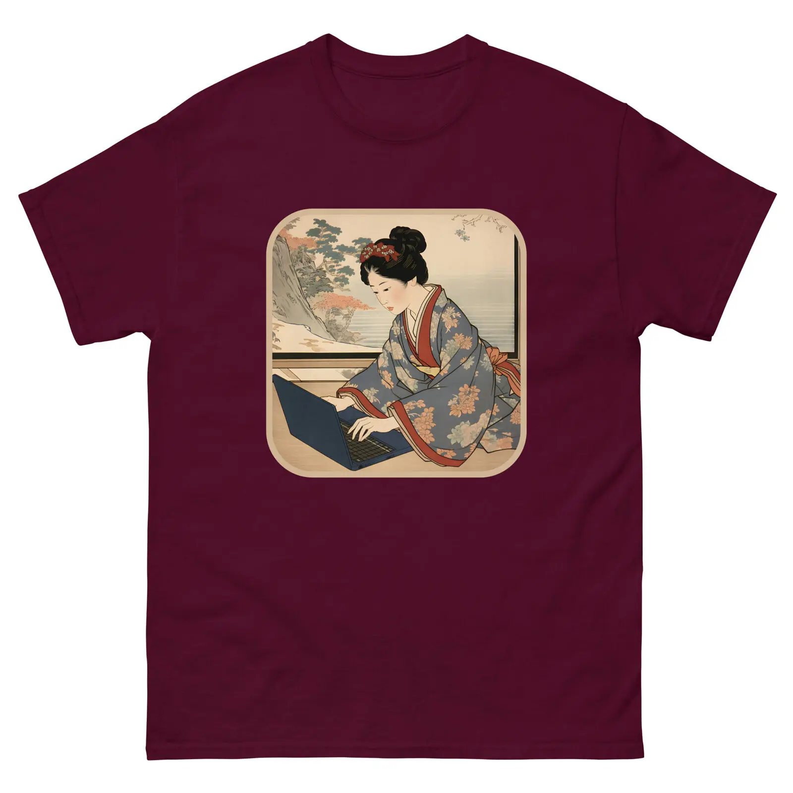 Modern Edo: The Ukiyo-e Bijin Who Codes T-Shirt