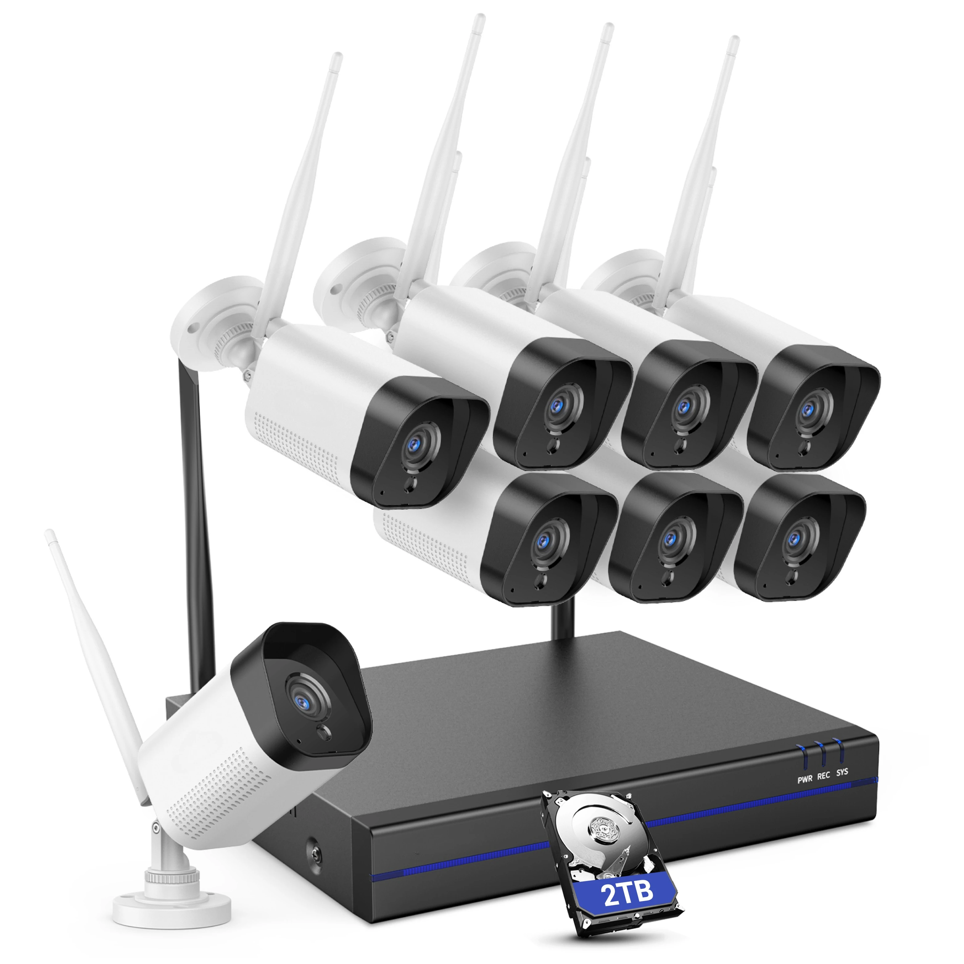 

ANNKE 8CH 5MP NVR with 8pcs 3MP for Home Wireless CCTV Set with 2TB AI Detection Network Security