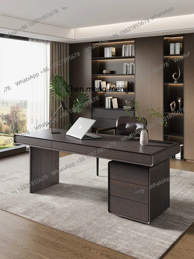 

Z136 Italian minimalist home study desk light luxury modern living room writing desk solid wood computer desk