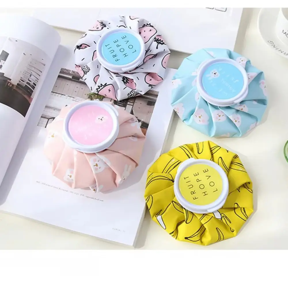 Foldable portable cold and hot compress ice pack, physical cooling therapy bag, water-filled ice pack, cartoon fabric ice pack