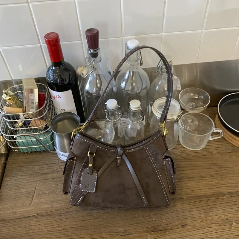 

2025 Vintage Large Capacity Tote Bag for Women, Genuine Leather Multi-way Shoulder Crossbody Purse, Retro Work Bag