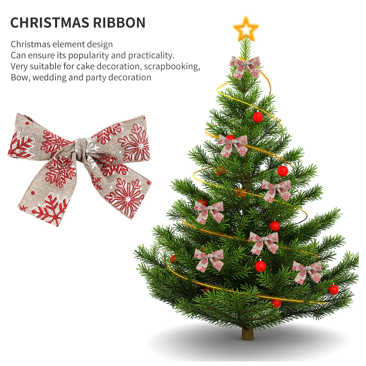 

1 Roll Christmas Craft Ribbon Wide Festive Tape for DIY Bow Accessories Cake Topper Holiday Party Decorations Christmas Ribbon