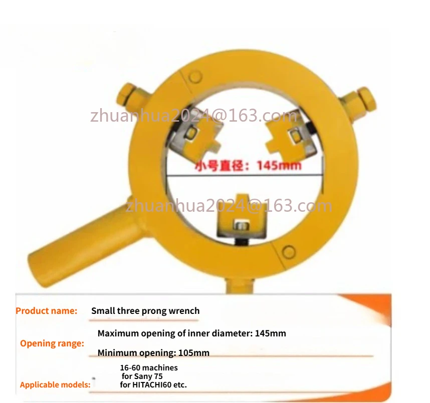 Kunci Pas Tiga/Empat Cakar untuk Perbaikan Excavator Doosan Daewoo Komatsu, Kunci Pas untuk Melepas Silinder Hidrolik