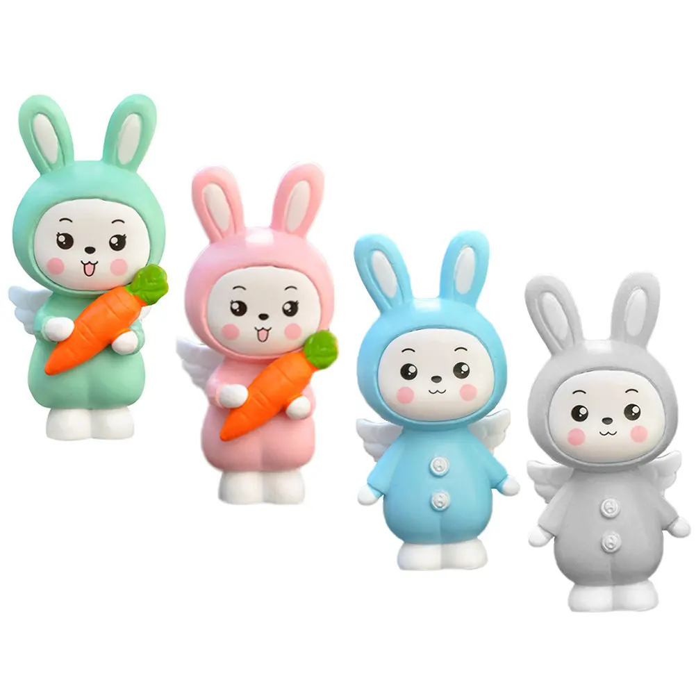

4Pcs Cartoon Bunny Statue Set Premium Garden Rabbit Decoration for Easter Outdoor Yard Living Room Bedroom Office Adorable Angel