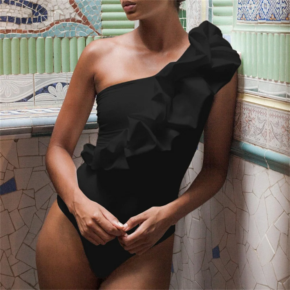 2025 2Pc Set Sexy One Piece Swimsuit Women with Cover Up Push Up Swimwear Print Bathing Suit Shoulder Summer Beachwear Beach image 6