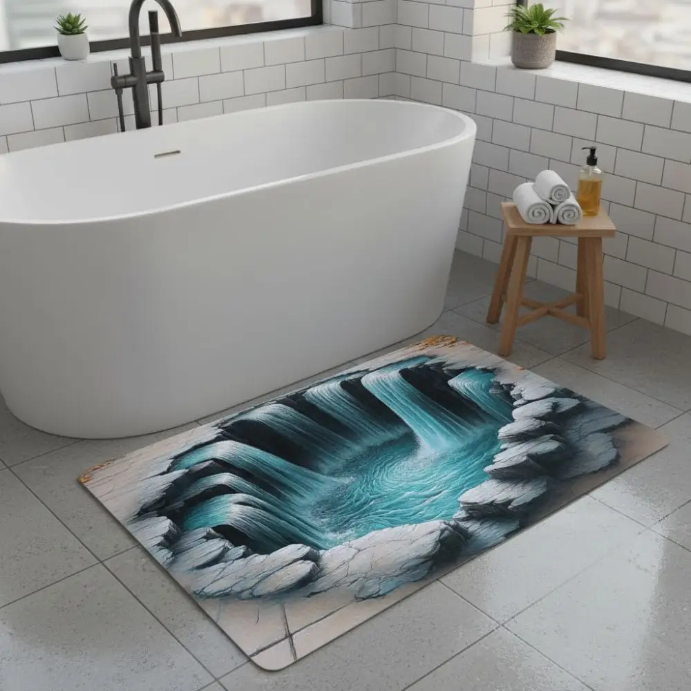 Creativity 2D Flat Optical Illusion Doormat Non-slip Easy To Clean Bathroom Carpet Durable Stain-resistant Bedroom Door Rug Home