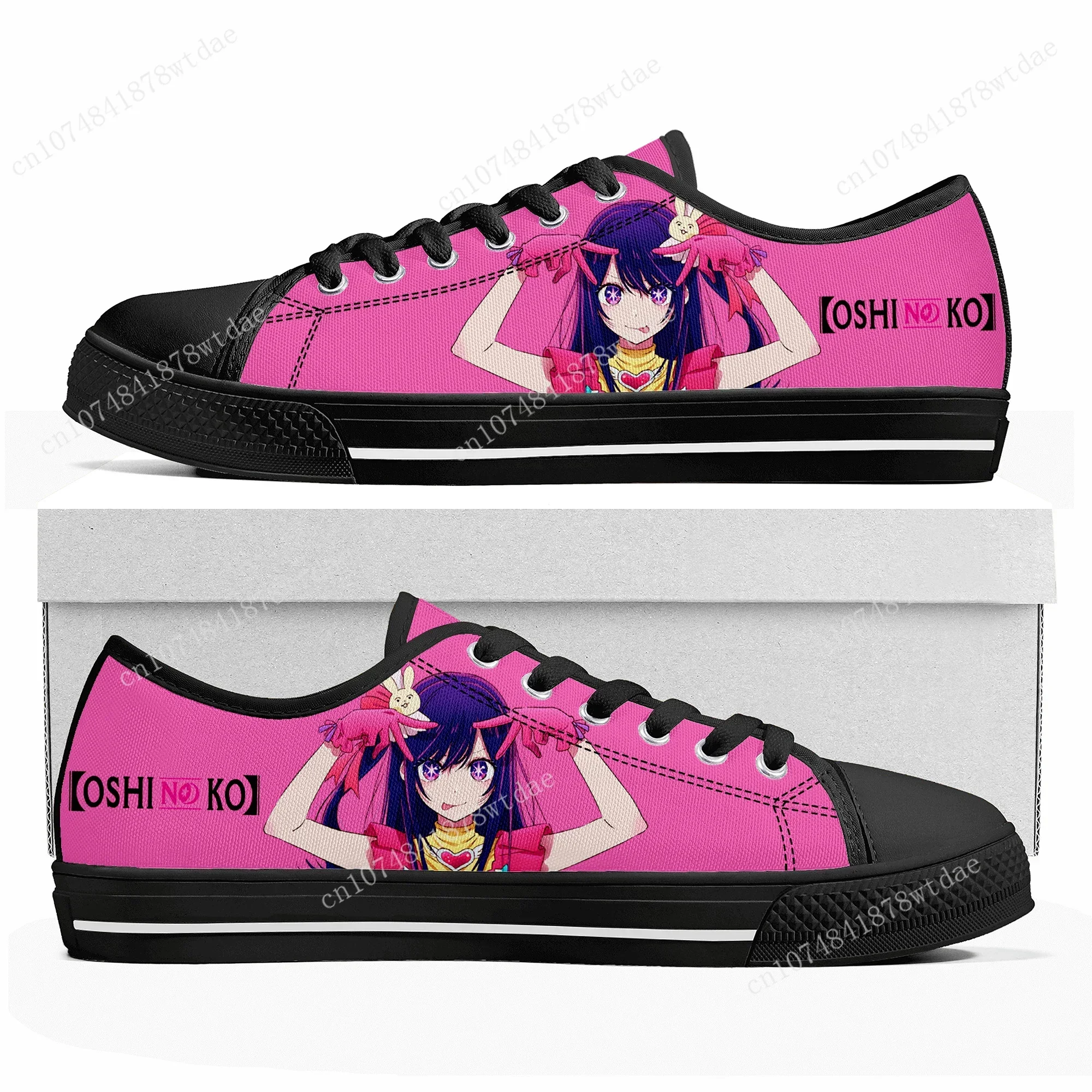 Oshi No Ko Low Top Sneakers Womens Mens Teenager Hoshino Ai High Quality Canvas Sneaker Casual Anime Cartoon Customize Shoes