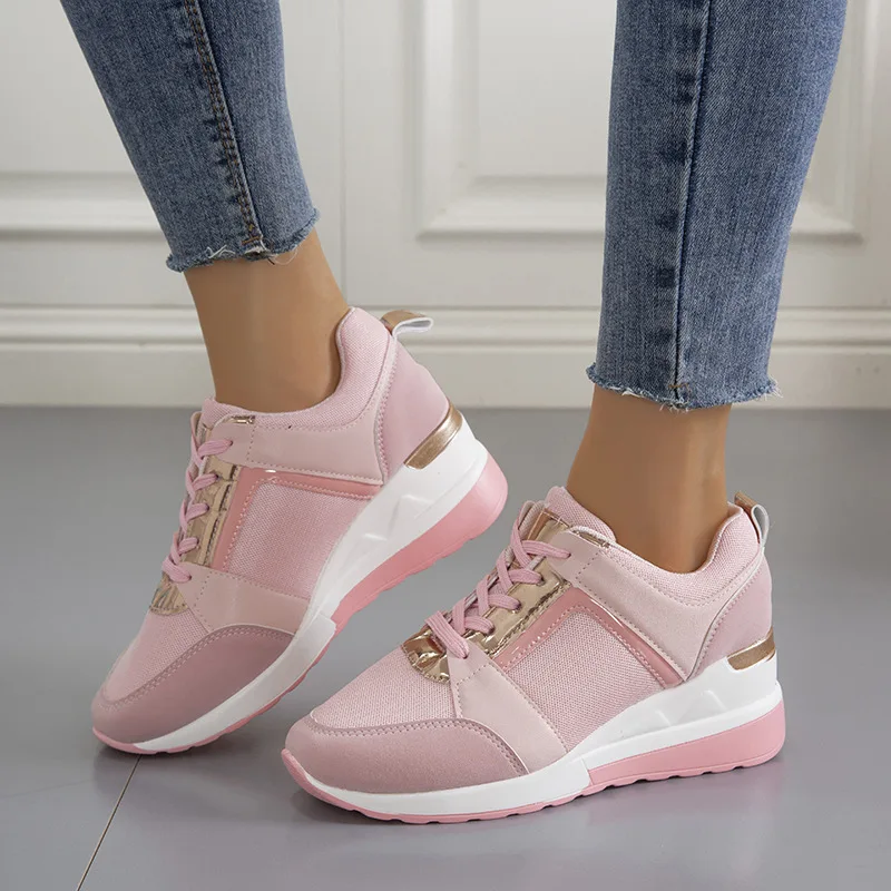 Brand Design New Women Casual Shoes Height Increasing Sport Wedge Shoes Air Cushion Comfortable Sneakers Zapatos De Mujer