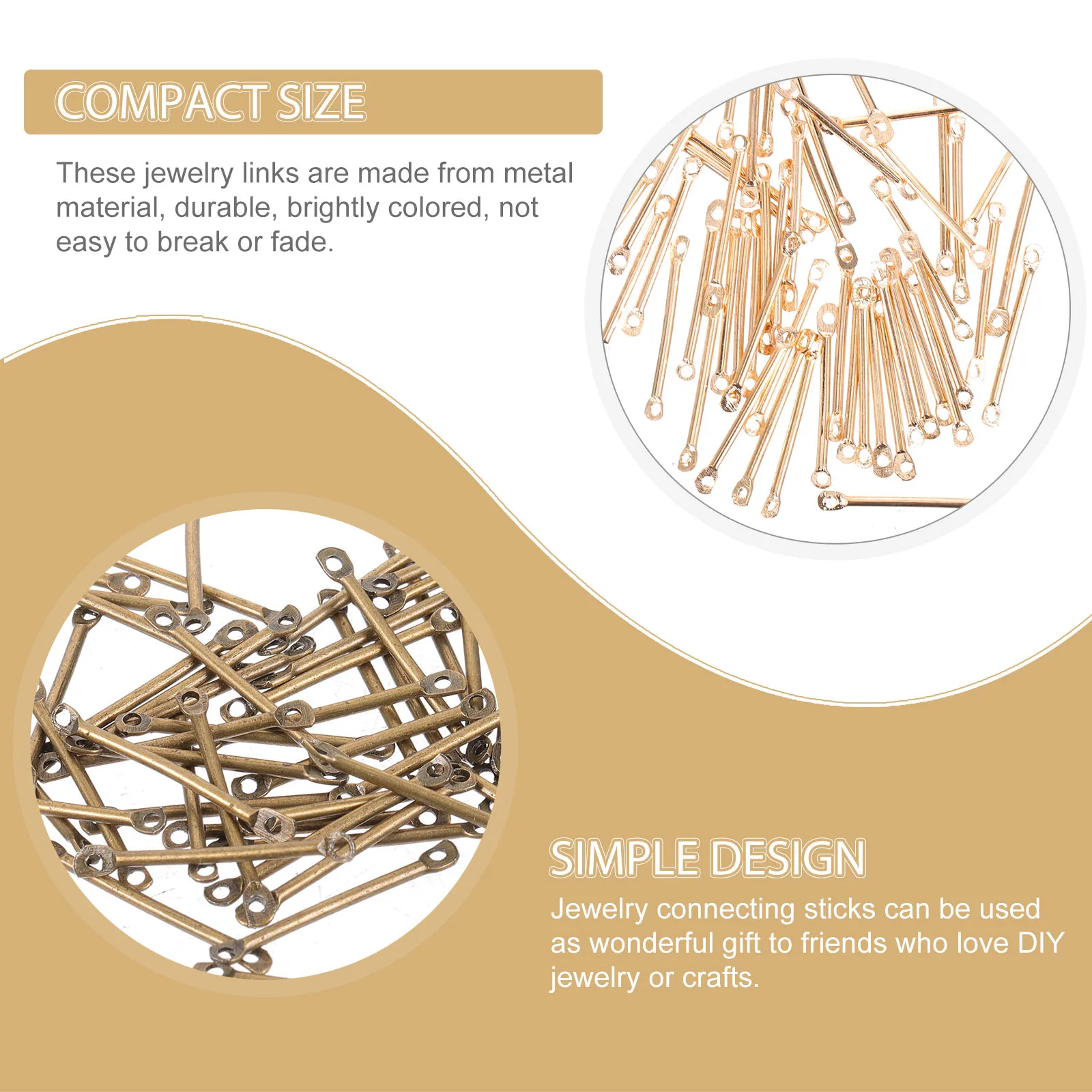 

200 Pcs Earring Connection Stick Metal Jewelry Link Accessories Charms for Making Bead Connectors Bracelet Diy