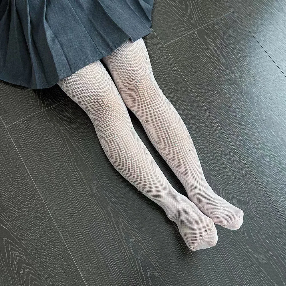 

Fashion Sequin Fish Net Colored Mesh Tights Dot Drill Stockings 7-12 Years