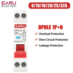 18MM Mini 230V 50/60Hz RCBO 1P+N 6KA Residual Current Differential Automatic Circuit Breaker Over Current Leakage Protection