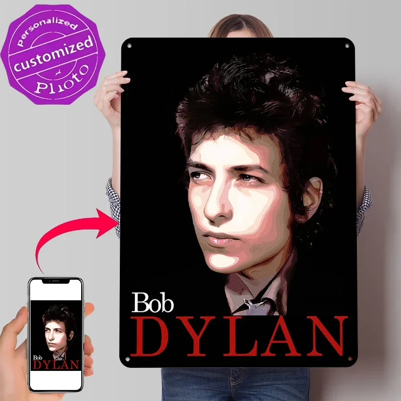 Bob Dylan 80s Poster Retro 3D Printed Metal Signs Customized Wall Hanging Gift for Vintage Decorations Living Room Decoration