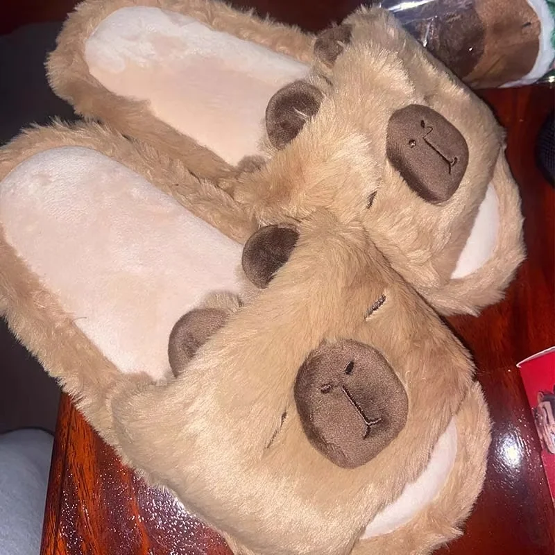 Sandal Kapibara Katun Kartun Lucu Sandal Rumah Musim Gugur Trendi Kawaii Wanita Sepatu Dalam Ruangan Kasual Fashion Sandal Gadis Hadiah
