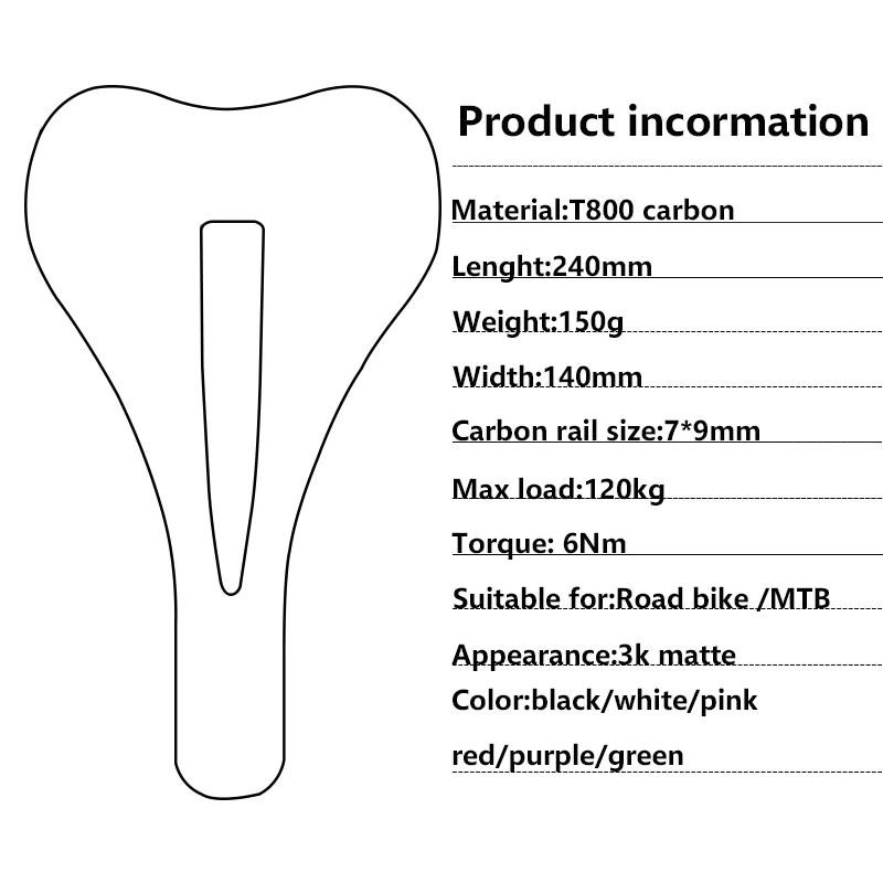 2026 Neuer Stil 6-Farben Ultra-Leichter Stoßdämpfender Atmungsaktiver 3D-Druck Carbon-Sattel für Rennrad- und Mountainbike-Fahren – Detail 1