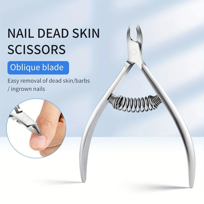 Sharp Nail Cuticle Nippers Large Spring Dead Skin Scissors Nail Groove Ingrown Nail Trimmer Stainless Steel Dead Skin Clippers
