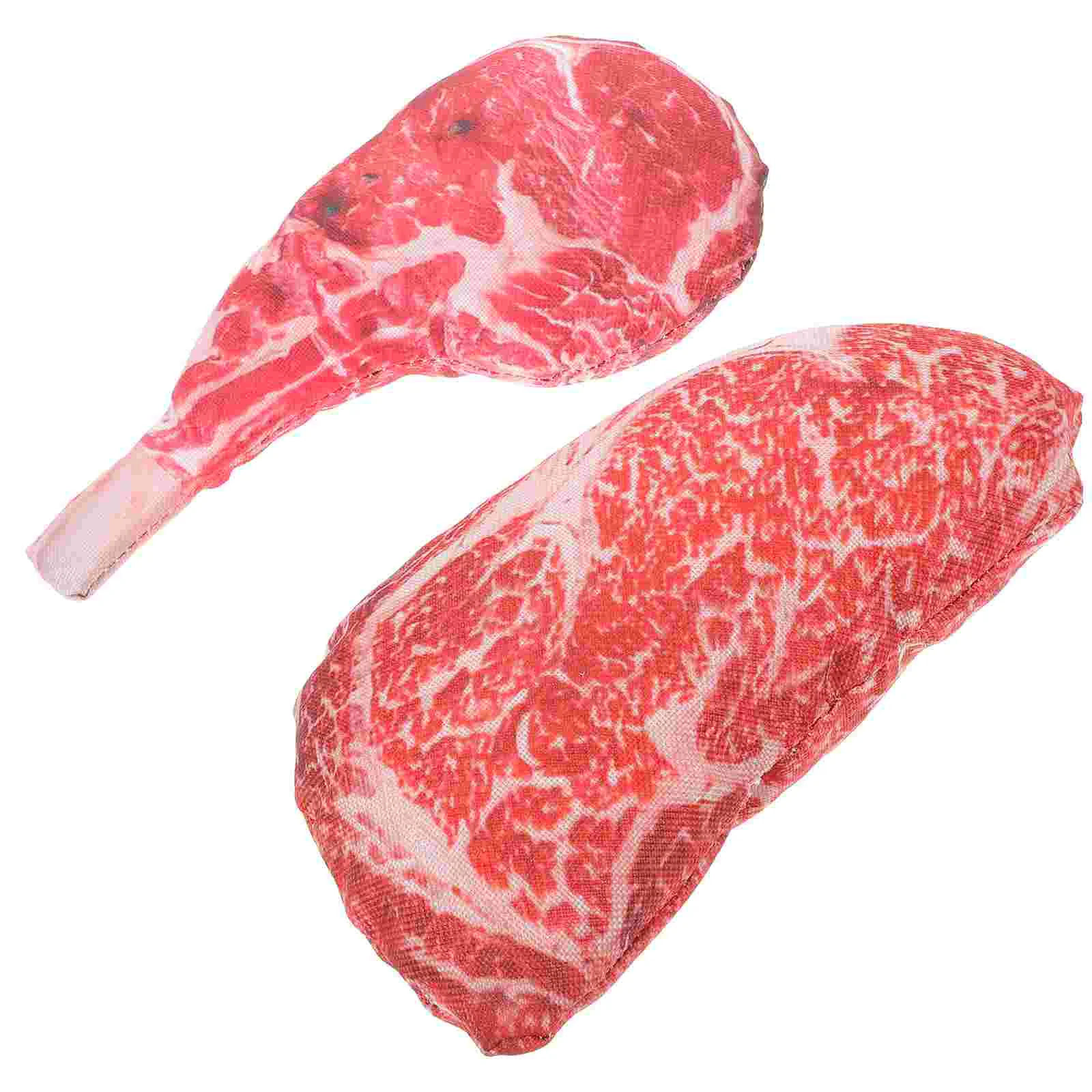 

2 Pcs Dog Bone Toy Pet Chew Toys for Small Dogs Squeaky Sound Bite Pp Cotton Cartoon Steak