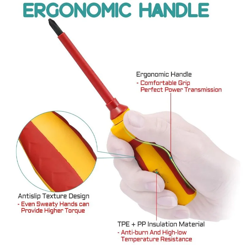 13 szt. 1000V wymienne izolowane zestaw śrubokrętów z magnetycznym rowkiem Phillips Torx bity elektryk narzędzia do napraw ręcznych
