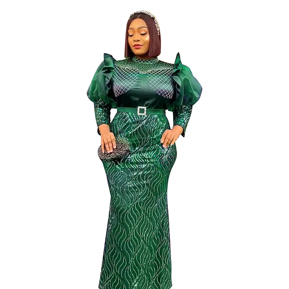 African Wedding Party Evening Gown Turkey Dresses For Women Luxury Sequin Bodycon Mermaid Dress Clothing Robe Africaine Femme