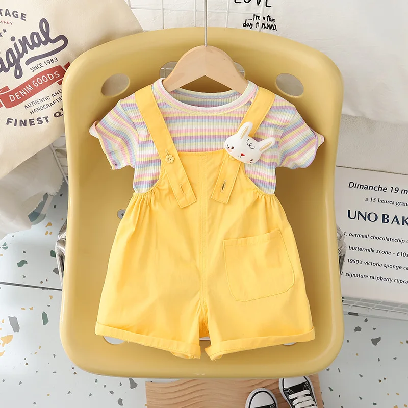 New Summer Baby Girls Clothes Suit Children Cute T-Shirt Shorts 2Pcs/Sets Toddler Casual Costume Kids Outfits Infant Tracksuits