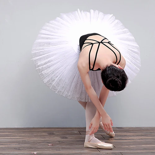 Imagen 2 del producto Tutú de plato profesional para mujer, traje de baile de Ballet del lago de los cisnes blanco y negro, falda de baile de Ballet para adultos con ropa interior