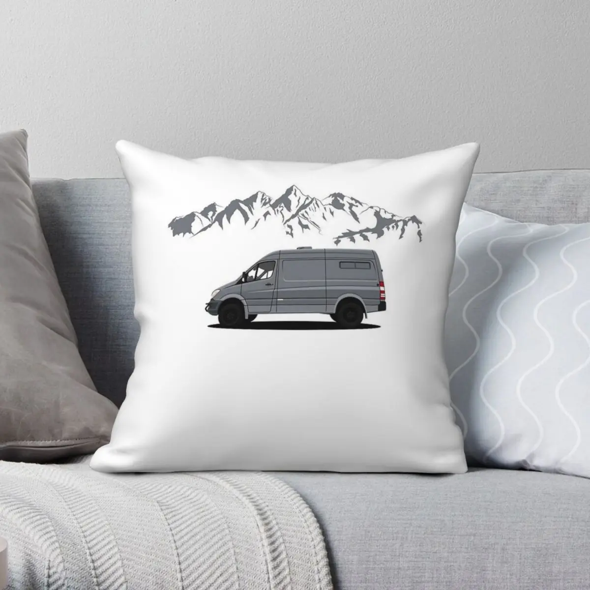 Sprinter Camper Van Mountain Square Pillowcase Polyester Linen Velvet Pattern Zip Decor Throw Pillow Case Sofa Cushion Cover