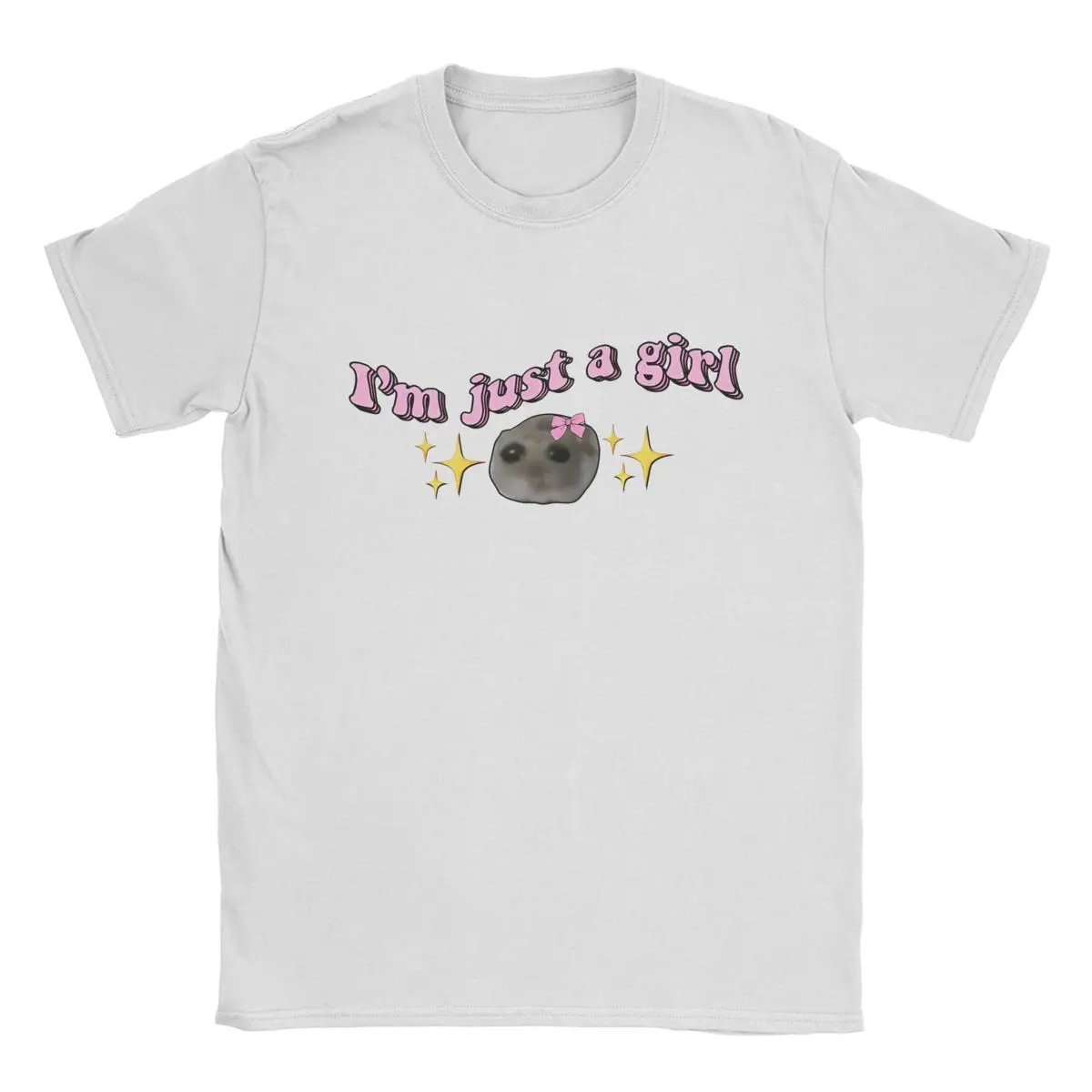 Im Just A Girl Hamster T Shirt Men 100% Cotton Fashion T-Shirts O Neck Coquette Sad Hamster Meme Tees Short Sleeve Clothes