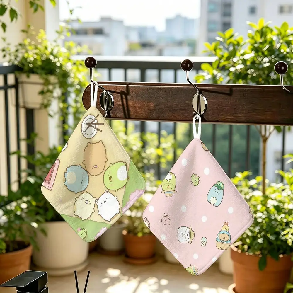 Cartoon Pink Sumikko Gurashi  Anime Polyester Hanging Kitchen Hand Towel Durable Wear Resistant  Versatile Use Throughout Home