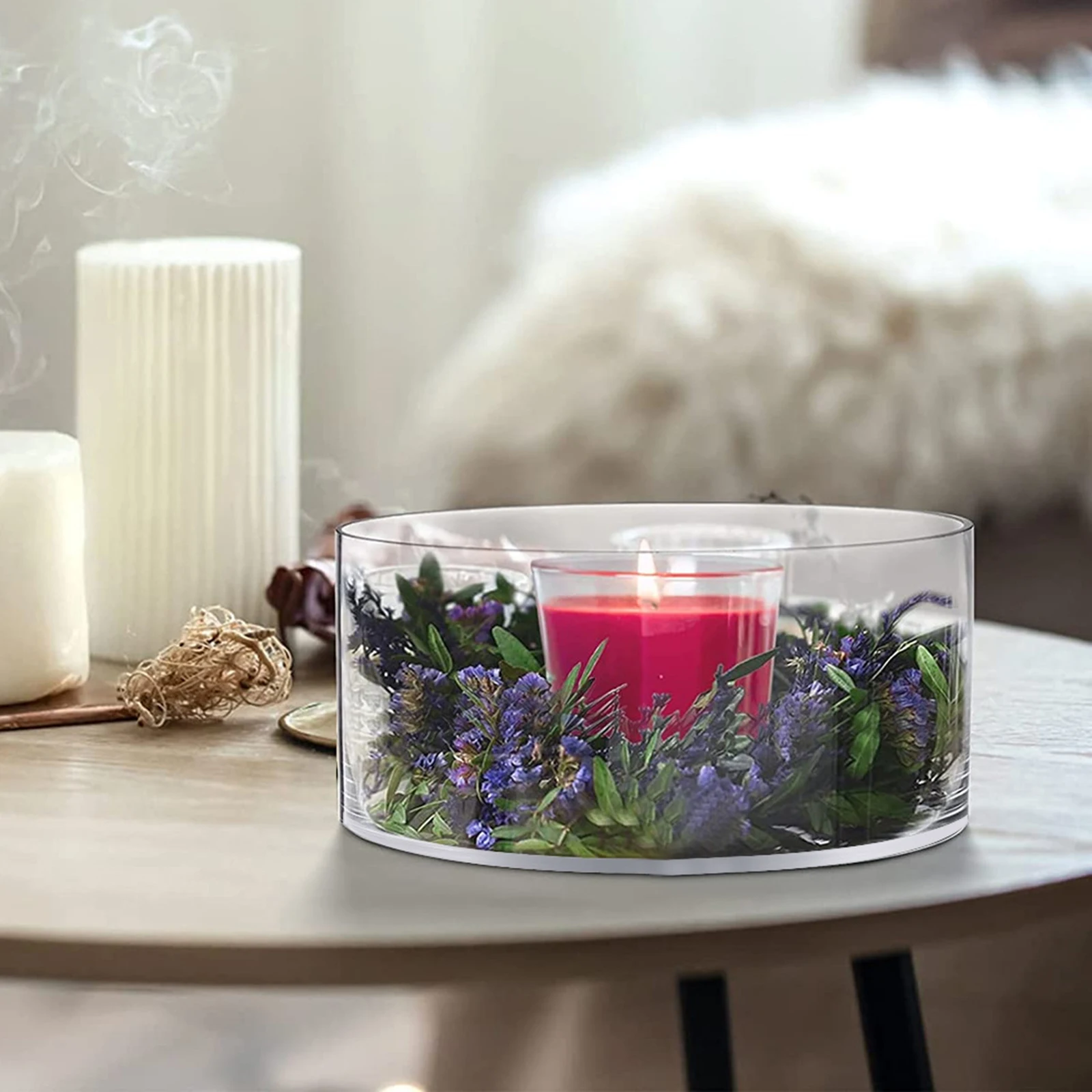 Acrylic Flower Vase Modern Ornament Round Planter for Party Table Countertop Desktop Organizer Supply Home Floral Arrangement