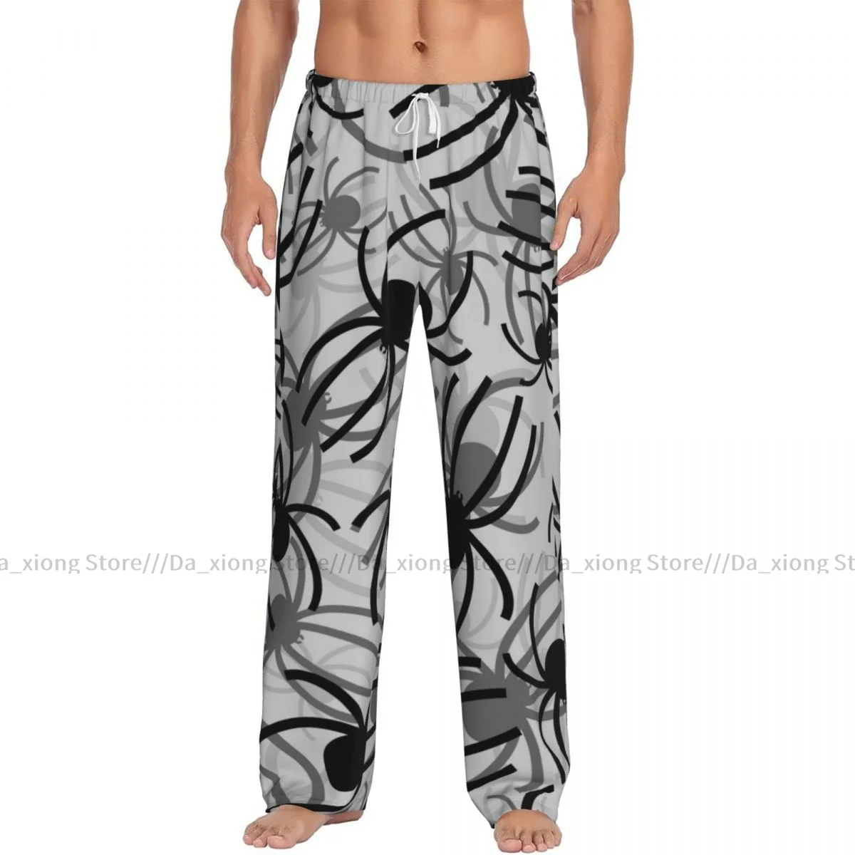 Men's Sleepwear Loose Sleep Pants Pajamas Spider Pattern Long Lounge Bottoms Casual Homewear