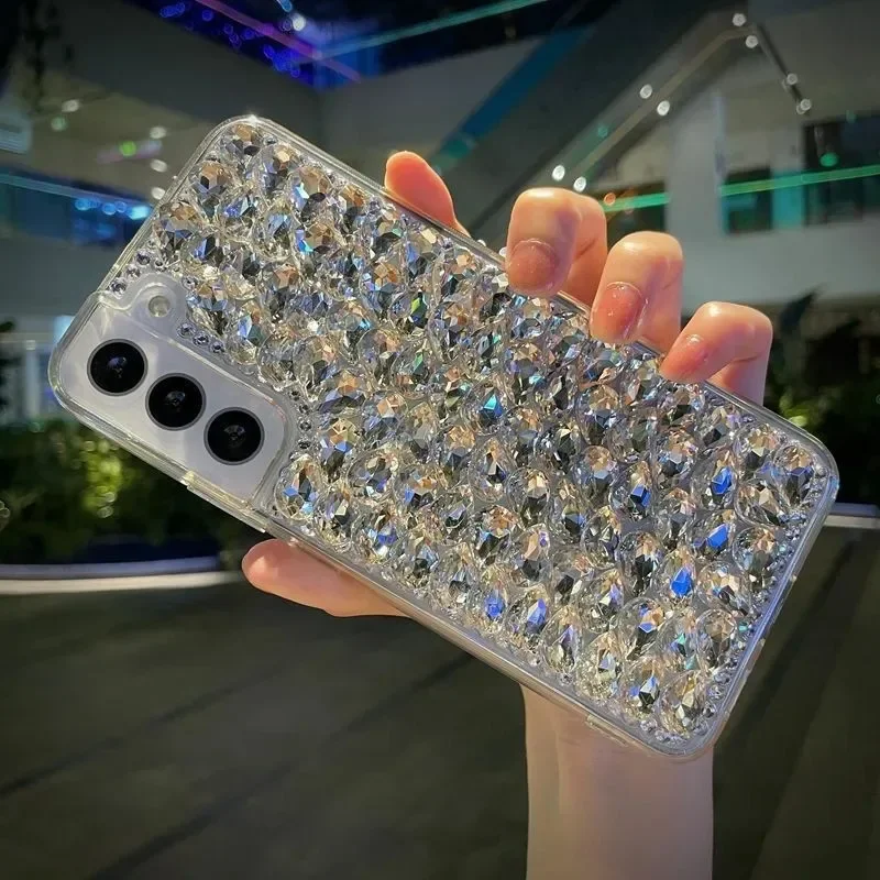 حافظة لهاتف سامسونج S25 S24 S23 S22 S21 S20 نوت 20 Ultra Plus FE غطاء خلفي كريستالي كامل باللون الأبيض Ca