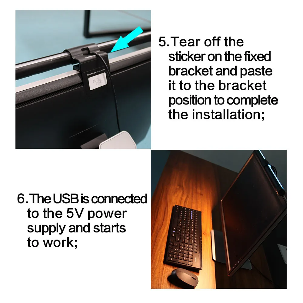 Led Computer Monitor Light Bar Stepless Dimming Eye-Care Gamer Laptop Monitor Screen Hanging Light LED RGB Colourful Desk Lamp