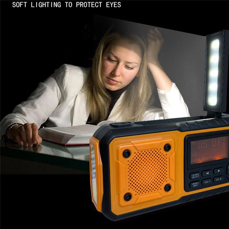 ELECT-Emergency Radio DAB376BT DAB+ FM BT Solar Powered With Battery Hand Crank Blackout Alarm Clock Function