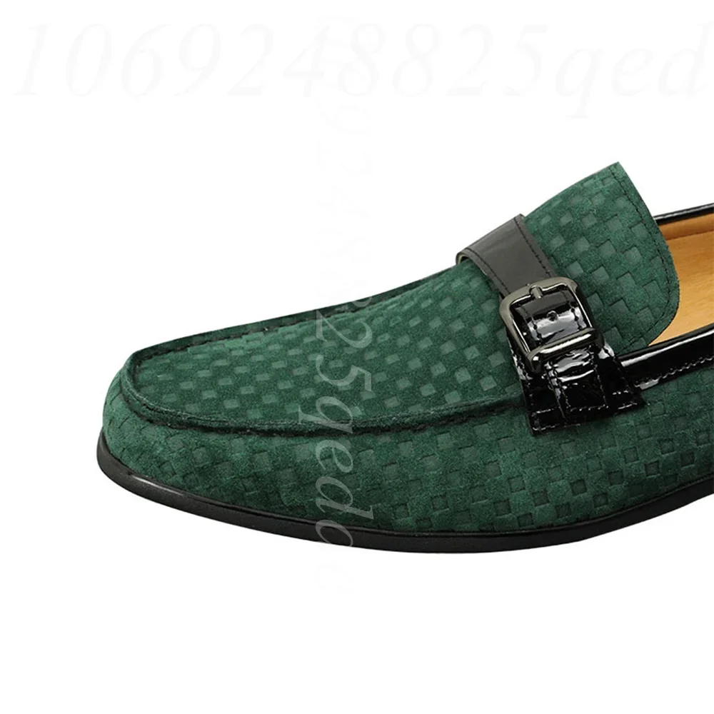 Cow Suede Slip-on EVA Bottom Loafers Casual Fashion Metal Buckle Decorate Craft Black Green Shoes for Men ourdoor High Quality