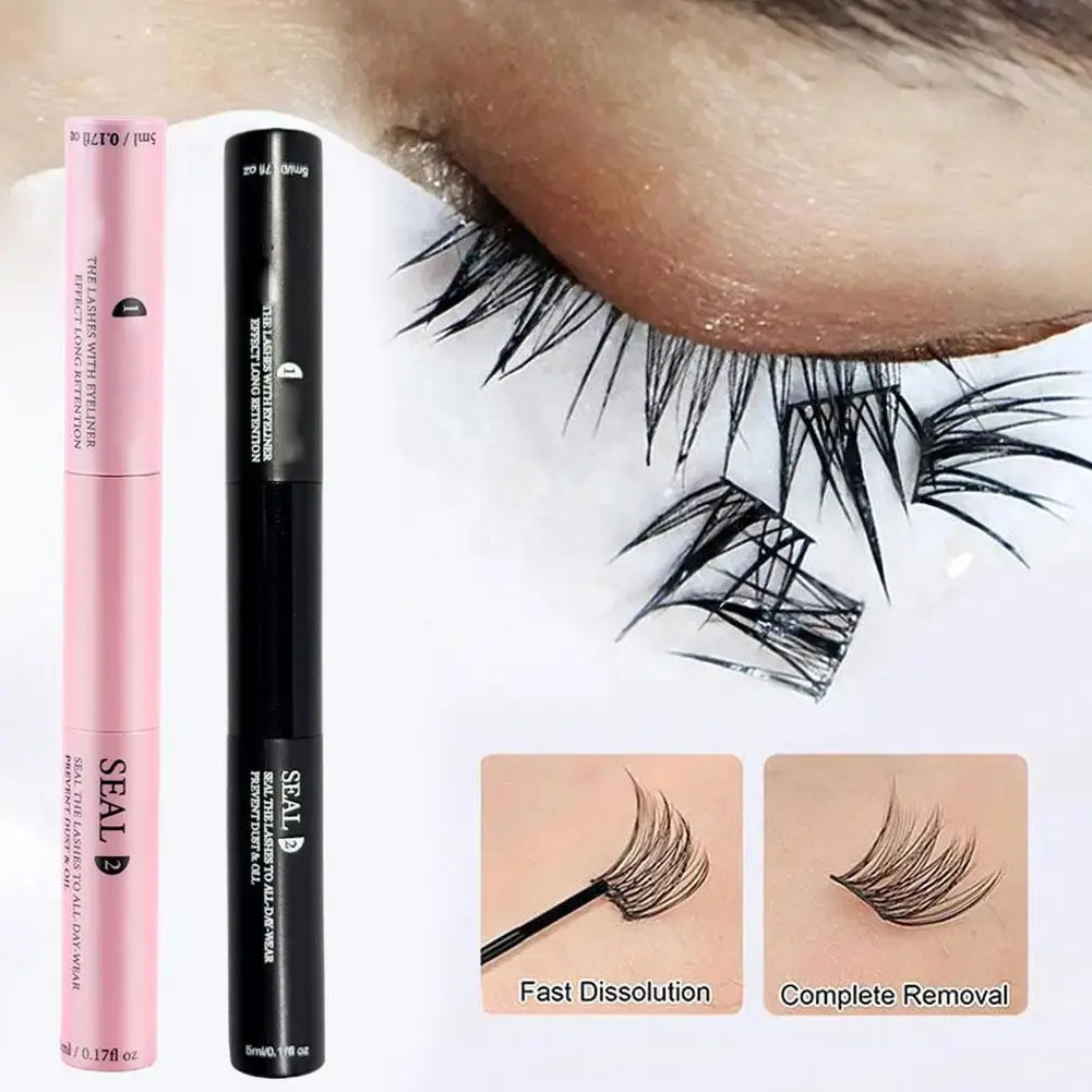 접착제 인조 속눈썹 신제품 더블 헤드 2 in 1 본드 및 씰 래쉬 글루 지속 방수 속눈썹 접착제 DIY 그룹 속눈썹용
