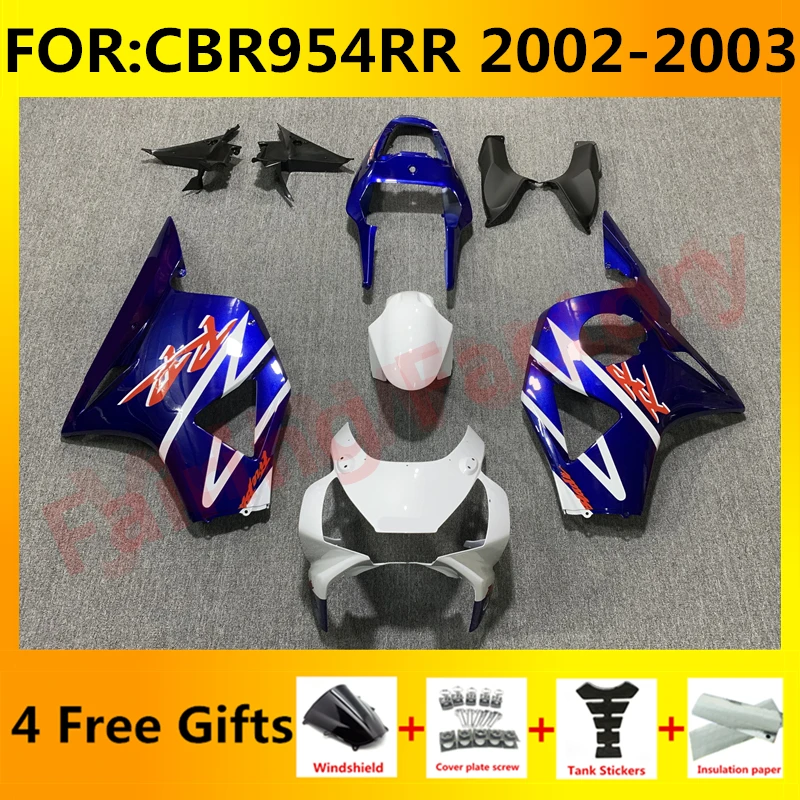 

Motorcycle Injection mold fairing kit fit For CBR 954RR 02 03 CBR954RR CBR954 RR 2002 2003 bodywork Fairings kits set blue white