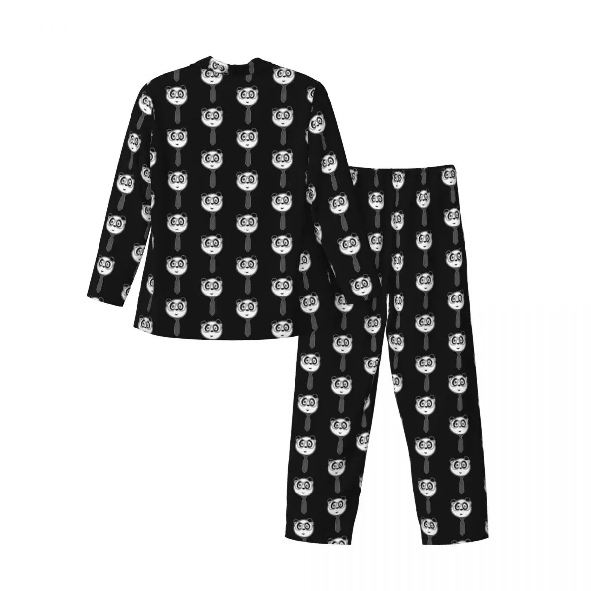 Ensemble de pyjama KrasnoNerd pour hommes, vêtements de nuit en carillon noir et blanc, manches longues, vêtements de nuit décontractés pour le sommeil, grande taille, 2 pièces