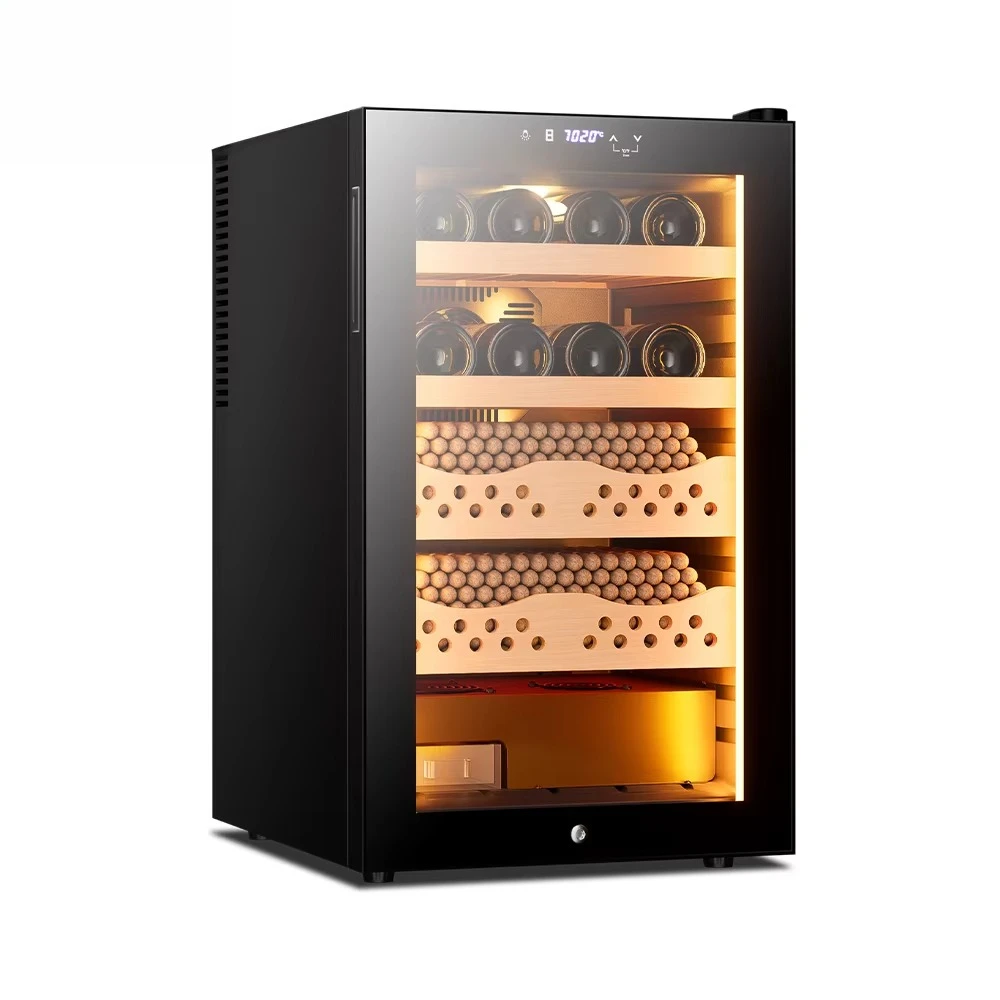 Electric Aluminum Temperature Humidity Controlled Glass Door Humidor 400 Cigar Capacity Wine Cabinet for