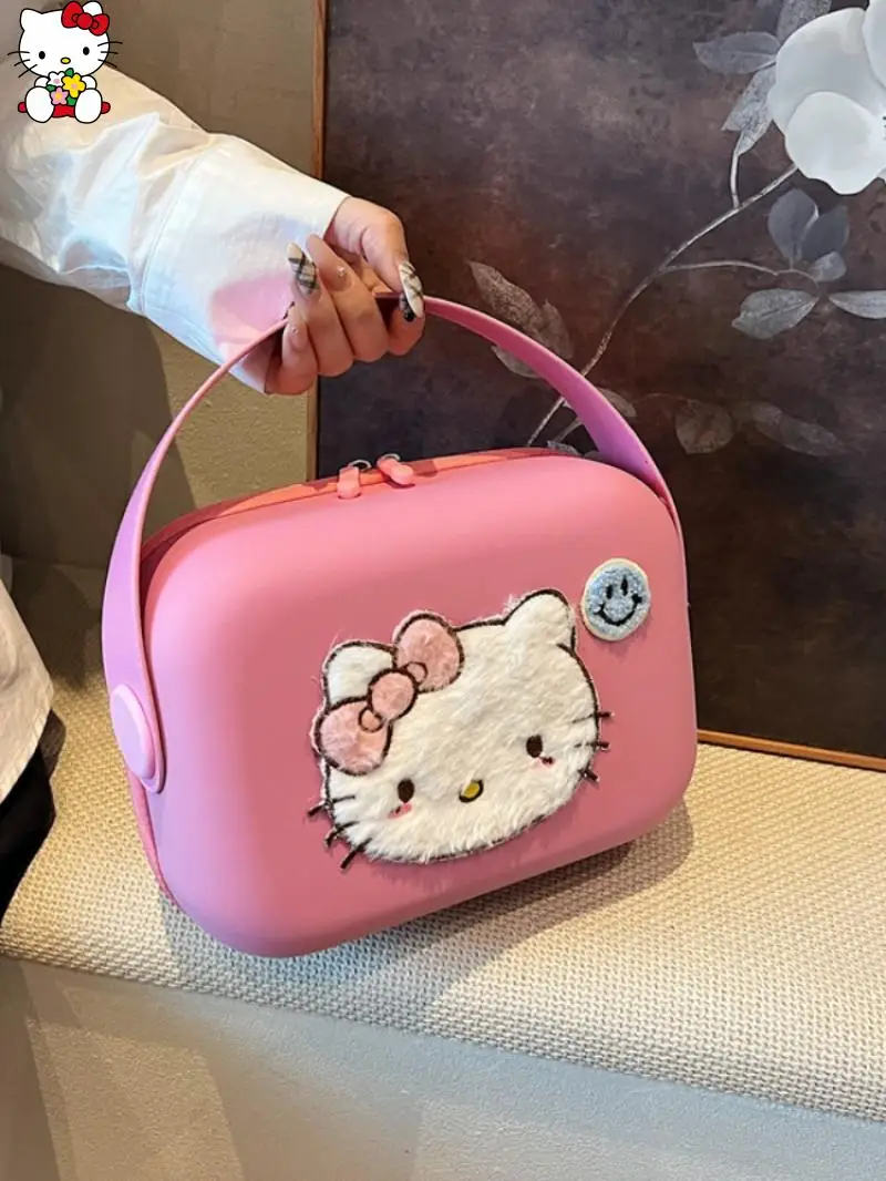 

Портативная косметичка Hello Kitty с героями мультфильмов для девочек, Kawaii, новая модная сумка Sanrio с героями мультфильмов, ниша для хранения туалетных принадлежностей с допамином