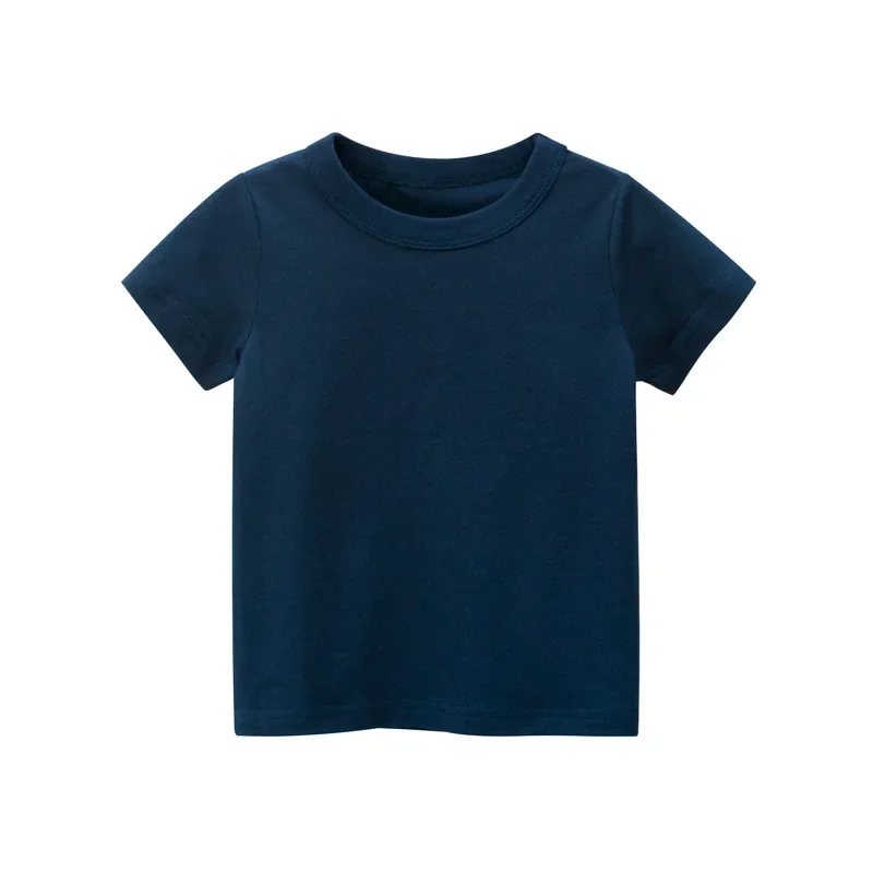 2025 Unisex Summer T Shirt Boys Girls Solid Color Top Tee Short Sleeve Sport Cotton T-shirt for Boy Kids Clothes 2 To 10 Years