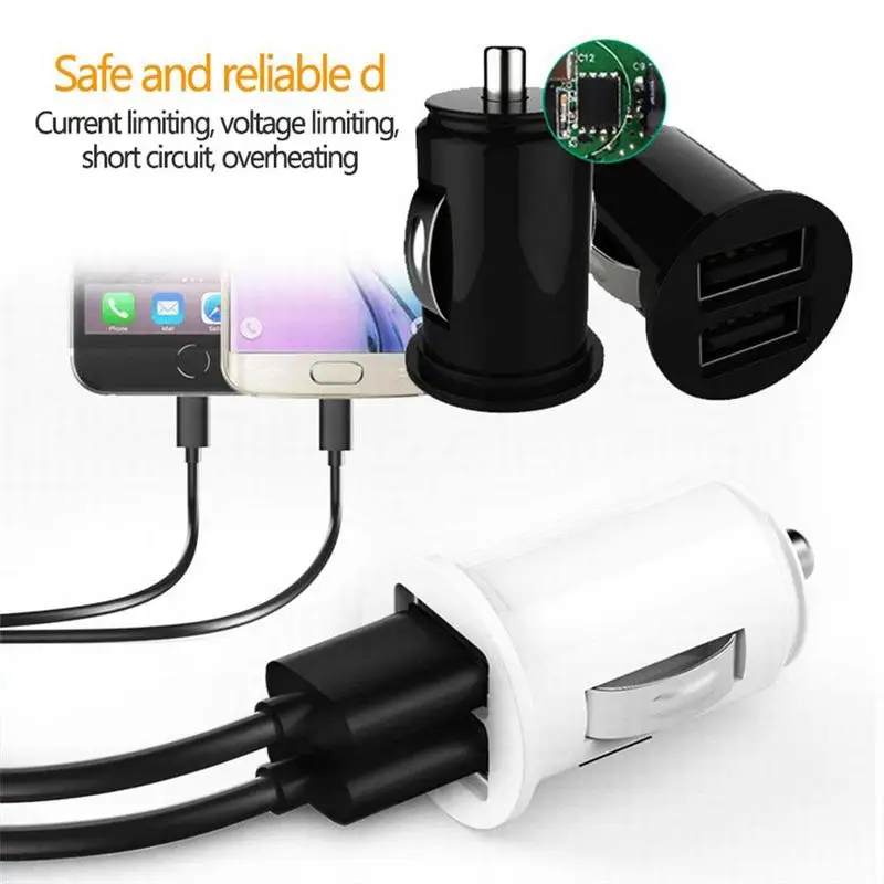 

1/2Pcs Car Charger 3.1A Quick Charge Dual USB Port Cigarette Lighter Phone USB Power Adapter Charger 12v 24v For All Smart Phone
