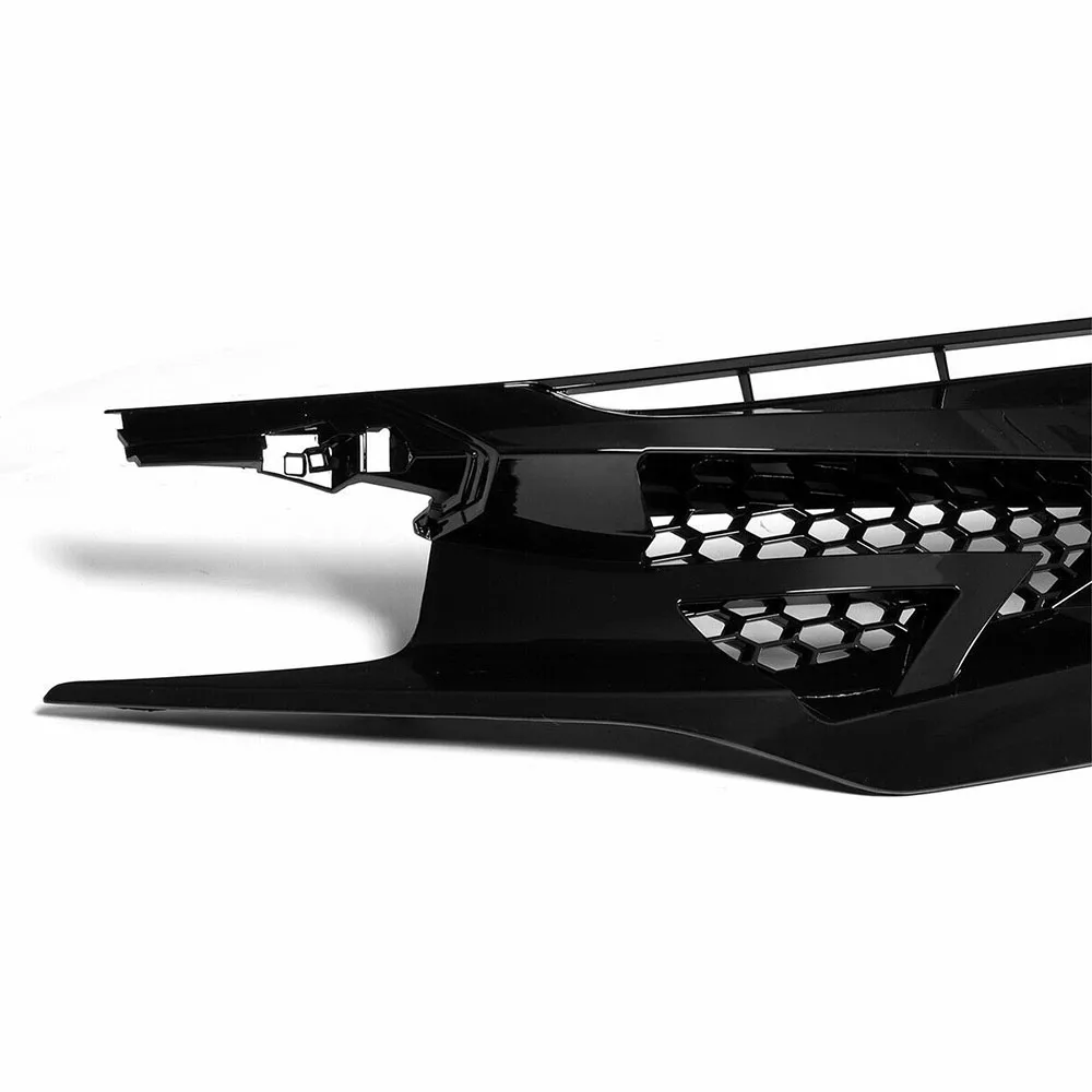 شوايات سباق السيارات شبكة المصد العلوي ABS نمط شيطان أسود لامع مع 2 حواجب لهوندا سيفيك 10th Gen 2016 ~ 2018 #5