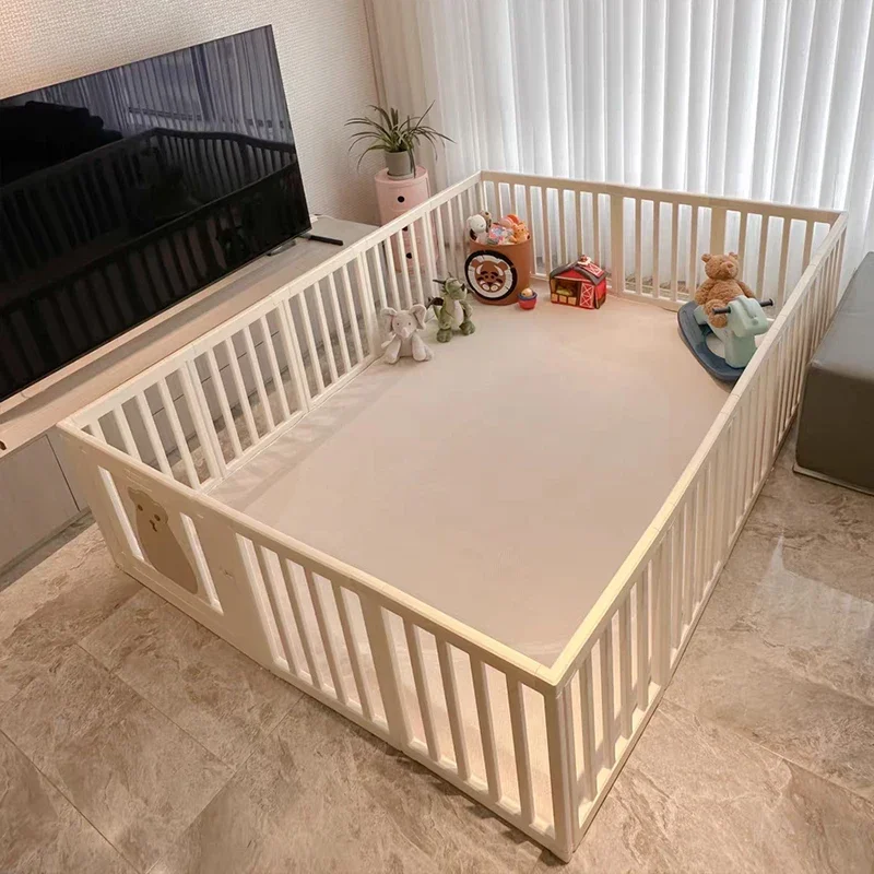 2022 Newest design soft play sturdy wood  playpen white for baby playpen baby laufstall corral de bebe