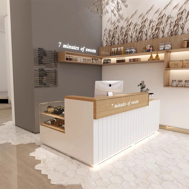 Simple Reception Desk para Salon, Reception Desk, Counter Furniture, Reception, Counter para Information e Cash, Wood Store