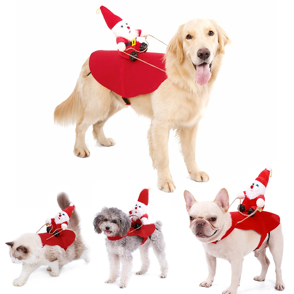 

Christmas Santa Riding Coat Red Size S Dog Clothes Party Costume Puppy Pet Clothes Funny Outdoor Wear Party Dog Cloth